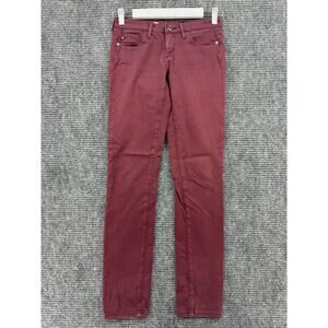AG Adriano Goldschmied Jeans Womens 24R Red Maroon The Stilt Cigarette leg Denim